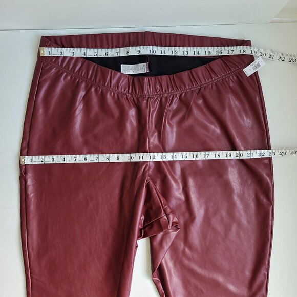 NWT Women's Old Navy Vegan Leather Leggings XXL Burgundy Skinny Pants Cosplay - Picture 7 of 9